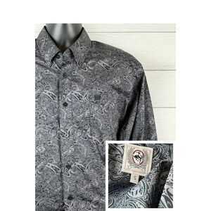 Cinch Paisley Button Up Shirt Small Gray Western